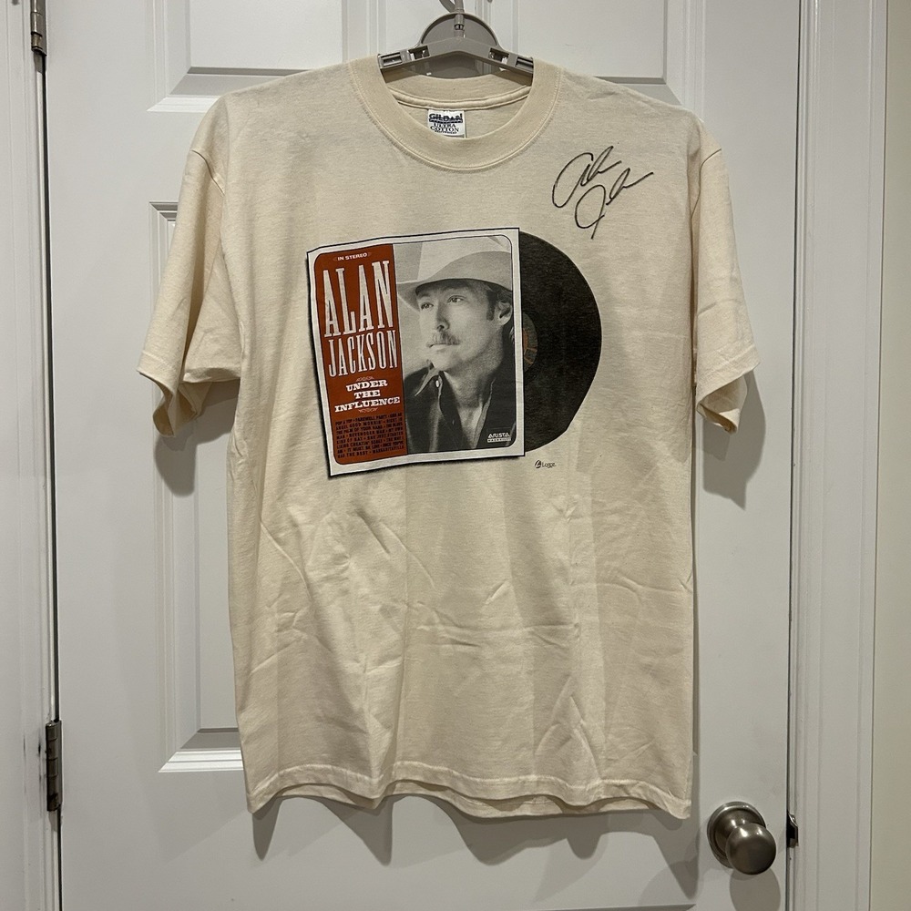 Vintage Alan Jackson Under The Influence Autographed T Shirt Beige Men's XL